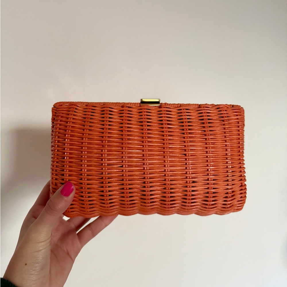 Aerin Vibrant Orange Woven Clutch